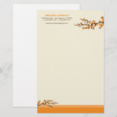 Cherry Blossom Custom Stationery (Orange) Briefpapier (Vorne/Hinten)