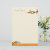Cherry Blossom Custom Stationery (Orange) Briefpapier (Stehend Vorderseite)