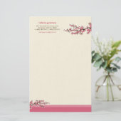 Cherry Blossom Custom Stationery (rosa) Briefpapier (Stehend Vorderseite)
