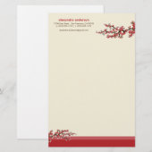 Cherry Blossom Custom Stationery (rot) Briefpapier (Vorne/Hinten)