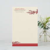 Cherry Blossom Custom Stationery (rot) Briefpapier (Stehend Vorderseite)
