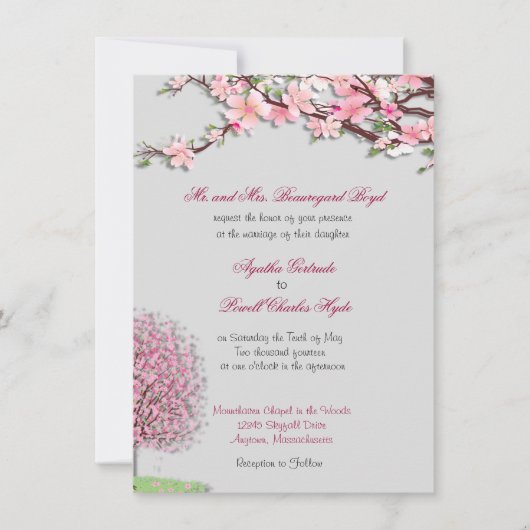 Cherry Blossom Custom Wedding Einladungen (Vorderseite)