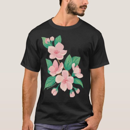 Cherry Blossom Cute Hand Drawn Plant Flower T-Shirt (Vorderseite)