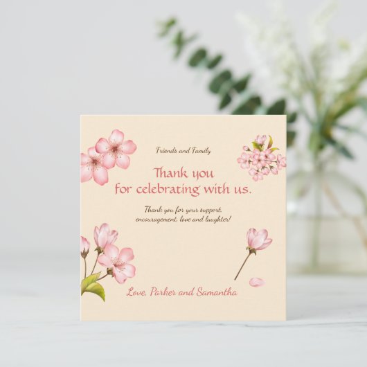 Cherry Blossom Dankeskarte (Stehend Vorderseite)