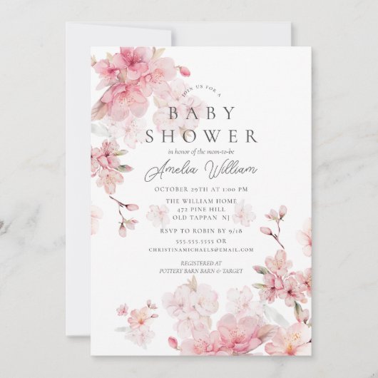 Cherry Blossom Delight Baby Shower Einladung (Vorderseite)