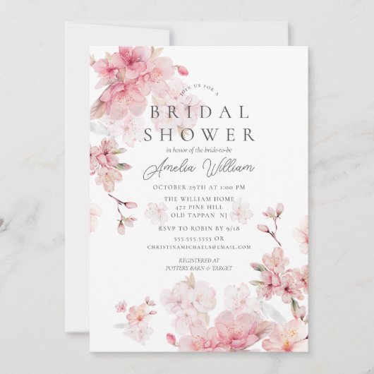Cherry Blossom Delight Bridal Dusche Einladung (Vorderseite)