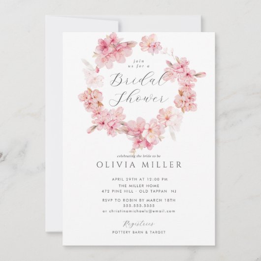 Cherry Blossom Delight Bridal Dusche Einladung (Vorderseite)