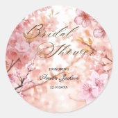 Cherry Blossom Delight Bridal Dusche Einladung Runder Aufkleber (Vorderseite)
