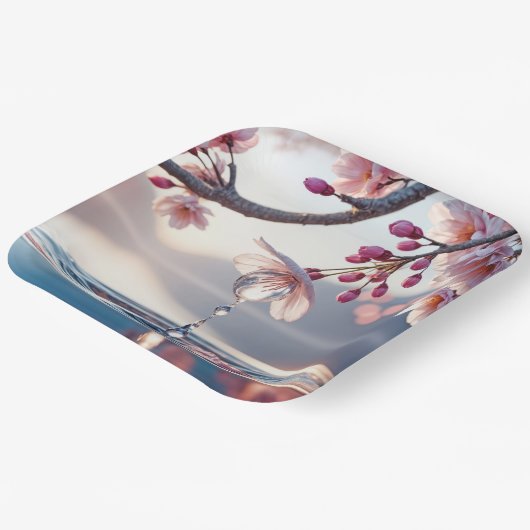 Cherry Blossom Dewdrop Pappteller (Gewinkelt)