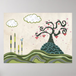 Cherry Blossom Doodle Vector Art Print Poster
