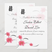 Cherry Blossom Double Happiness Wedding Collection Einladung (Vorne/Hinten)