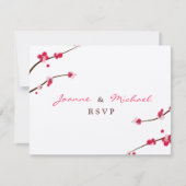 Cherry Blossom Double Happy RSVP Card (Vorderseite)