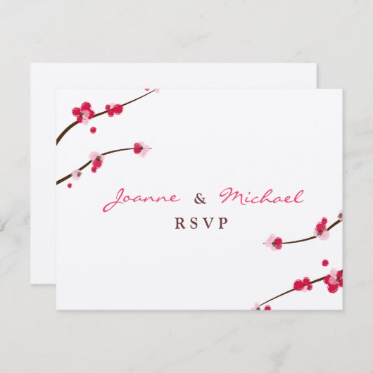 Cherry Blossom Double Happy RSVP Card (Vorne/Hinten)
