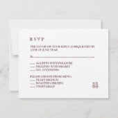 Cherry Blossom Double Happy RSVP Card Karte (Rückseite)