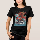 Cherry Blossom Dragon in Ocean Waves Tri-Blend Shirt (Vorderseite)