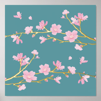 Cherry Blossom Duck Egg Blue Real Foliendrucke
