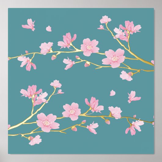 Cherry Blossom Duck Egg Blue Real Foliendrucke (Vorderseite)