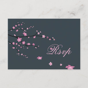 Cherry Blossom Dunkle RSVP Karten für Hochzeiten