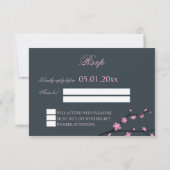 Cherry Blossom Dunkle RSVP Karten für Hochzeiten (Rückseite)
