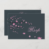 Cherry Blossom Dunkle RSVP Karten für Hochzeiten (Vorne/Hinten)