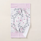 Cherry Blossom Dusky Pink Mauve Monogram Badhandtuch Set (Handtuch)