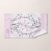 Cherry Blossom Dusky Pink Mauve Monogram Badhandtuch Set (Handtuch)