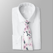 Cherry Blossom Dusky Pink White Floral Krawatte (Gebunden)