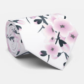 Cherry Blossom Dusky Pink White Floral Krawatte (Gerollt)