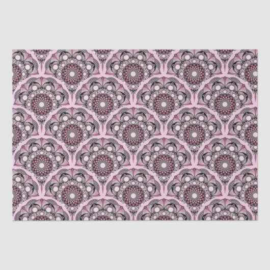 Cherry Blossom Dusky Rose Dot Mandala Art Deco Seidenpapier (Vorderseite)