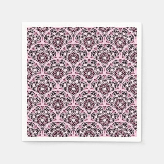 Cherry Blossom Dusky Rose Dot Mandala Art Deco Serviette (Vorderseite)