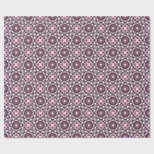 Cherry Blossom Dusky Rose Dot Mandala Diamond Tile Geschenkpapier (Flach)