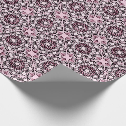 Cherry Blossom Dusky Rose Dot Mandala Diamond Tile Geschenkpapier (Ecke)