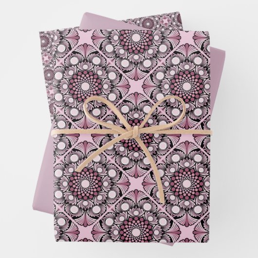 Cherry Blossom Dusky Rose Dot Mandala Diamond Tile Geschenkpapier Set (Beispiel)