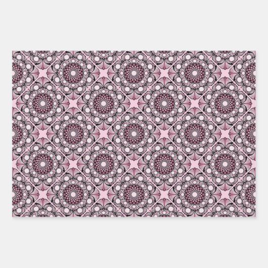Cherry Blossom Dusky Rose Dot Mandala Diamond Tile Geschenkpapier Set (Vorderseite)