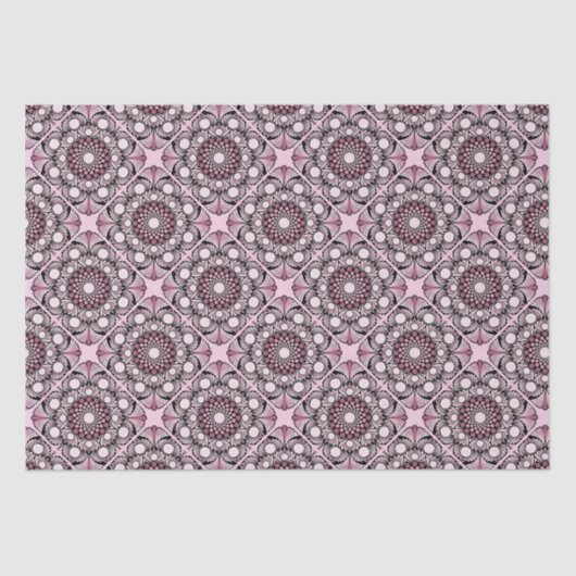 Cherry Blossom Dusky Rose Dot Mandala Diamond Tile Seidenpapier (Vorderseite)