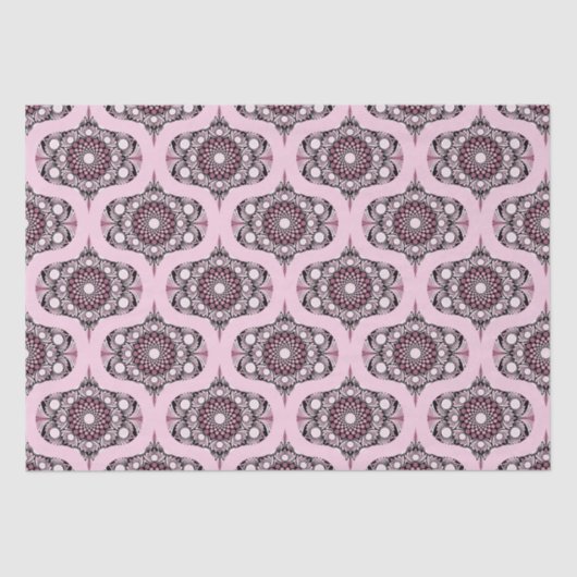Cherry Blossom Dusky Rose Dot Mandala Retro Ogee Seidenpapier (Vorderseite)