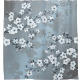 Cherry Blossom Dusty Blue Floral Duschvorhang (Vorderseite)