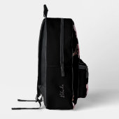 Cherry Blossom DUSTY Pink Black Monogram Bedruckter Rucksack (Links)