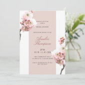 Cherry Blossom Dusty Pink Brautparty Einladung (Stehend Vorderseite)