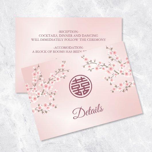 Cherry Blossom Dusty Pink Chinese Wedding Begleitkarte