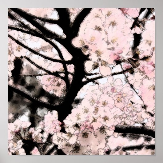 Cherry Blossom Edited Canvas Print Poster (Vorne)