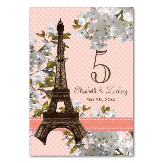 CHERRY BLOSSOM EIFFEL TOWER TISCHNUMMER CARDS (Rückseite)