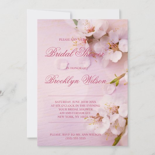 Cherry Blossom Elegant Bridal Dusche Einladungen (Vorderseite)