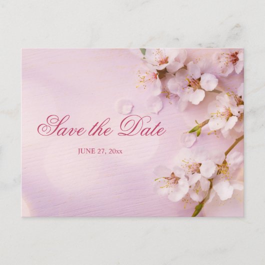 Cherry Blossom Elegant Save the Date Postkarte (Vorderseite)