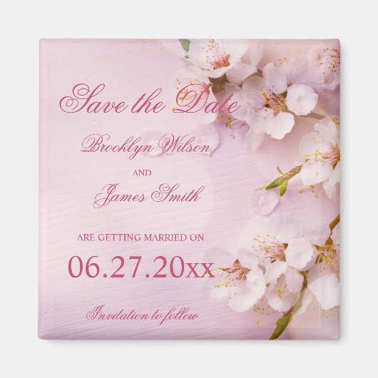 Cherry Blossom Elegant Speichern Sie das Datum Mag Magnet (Vorne)