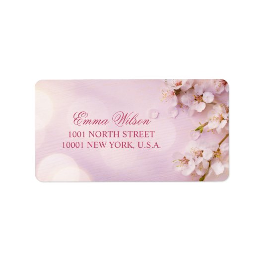 Cherry Blossom Elegant Wedding Address Labels Adressaufkleber (Vorne)