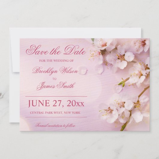 Cherry Blossom Elegant Wedding speichern Sie die D Save The Date (Vorderseite)
