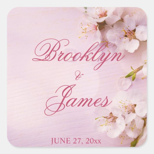 Cherry Blossom Elegant Wedding Stickers (Vorderseite)