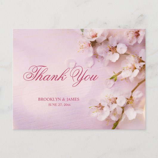 Cherry Blossom Elegant Wedding Vielen Dank Postkar Postkarte (Vorderseite)