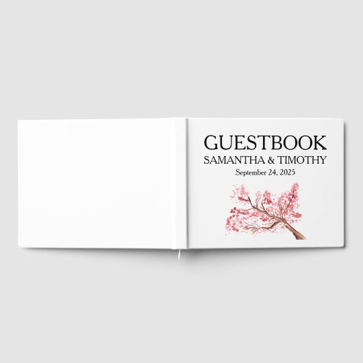 Cherry Blossom Elegante Hochzeit der Wasserfarbene Gästebuch (Voll)